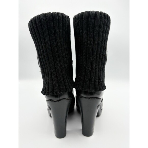 Gucci Black Leather Ankle Boots w/Knit Fold Over Accent & GG Logo Sz EU 36.5 - Picture 6 of 12